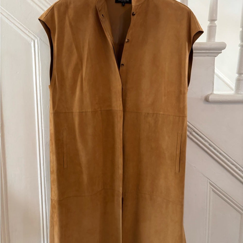 Lafayette 148 Leather Tan Sleeveless Vest or vest dress for Women